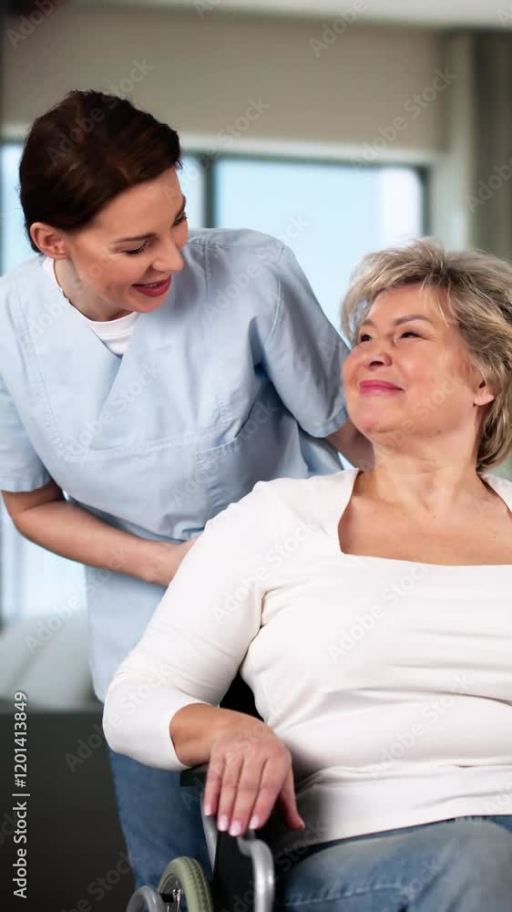 Smiling Caregiver Helping Older Patient Smiling Caregiver Helping Older Patient