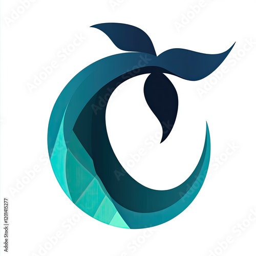 Abstract design featuring a stylized whale tail integrated into a circular shape, symbolizing ocean conservation photo