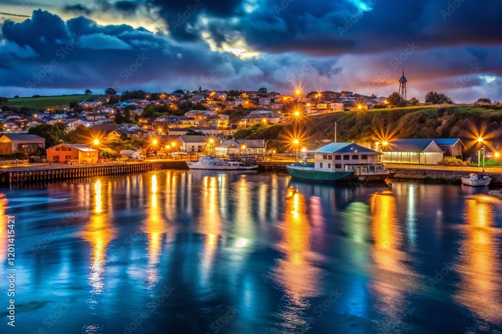 Obraz premium Penneshaw, Kangaroo Island Ferry Arrival: Dramatic Low Light View