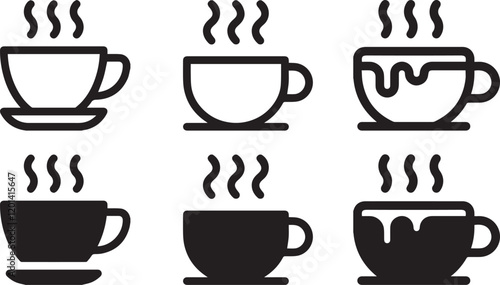 cup of coffee icon Coffe or tea cups vector icon collection. Cup hot icons design