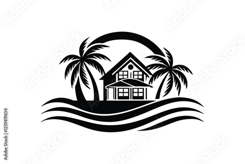 Generate a Beachfront Paradise Vector Logo 