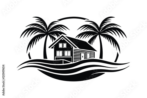 Generate a Beachfront Paradise Vector Logo 