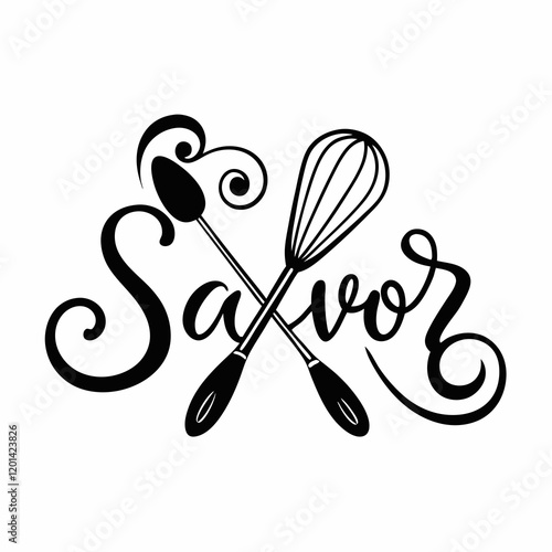 illustration of sticker design of savor white background