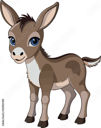 Beautiful animal baby donkey vector artwork illustration 