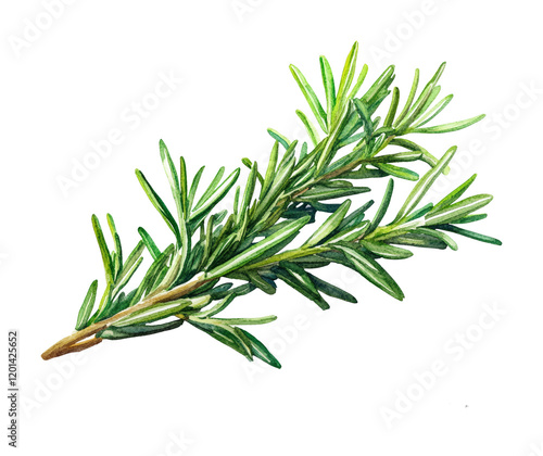 Fresh rosemary watercolor on botanical nature high fidelity artistic perspective isolated on transparent background png