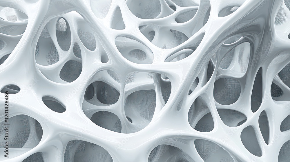 Abstract white organic structure, complex network.