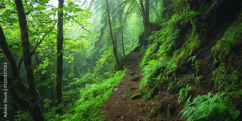 A lush forest along a hiking trail in a dramatic gorge, showcasing the beauty of nature within a serene environment ideal for hiking enthusiasts and nature lovers. Enjoy the forest experience. A lush forest along a hiking trail in a dramatic gorge, showcasing the beauty of nature within a serene environment ideal for hiking enthusiasts and nature lovers. Enjoy the forest experience.