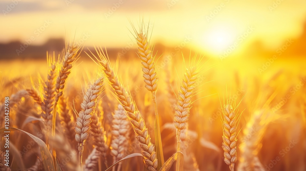 Majestic sunset over a cereal field with wheat and oats creates a beautiful background. The stunning sun lens flare enhances the natural beauty of the cereal landscape at dusk. Majestic sunset over a cereal field with wheat and oats creates a beautiful background. The stunning sun lens flare enhances the natural beauty of the cereal landscape at dusk.