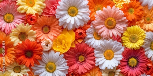 Wallpaper Mural Stunning background featuring beautiful daisies and gerberas. This beautiful daisy and gerbera background showcases vibrant colors, creating an eye catching visual appeal. Torontodigital.ca