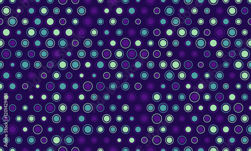 Seamless spotted pattern with colorful round shapes, ideal for abstract backgrounds, wallpaper, or textile prints with a geometric touch.