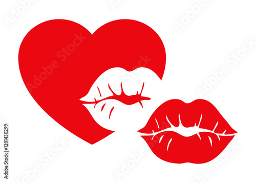 Símbolo te quiero. Logo con silueta de corazón con labios de mujer en espacio negativo para tarjetas y felicitaciones de San Valentín