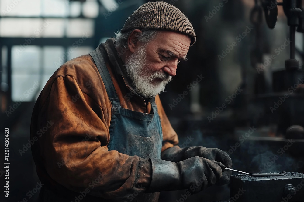 Blacksmith at Work with metal Hammer and Anvil, Creating Sparks in Traditional Forge, Generative AI photo Blacksmith at Work with metal Hammer and Anvil, Creating Sparks in Traditional Forge, Generative AI photo