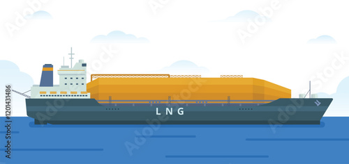 Gas Carrier Ship LNG Vector Illustration. Fully Editable Element. Easy to Edit and Customize