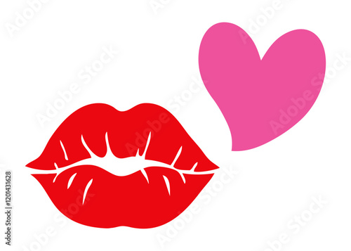 Símbolo te quiero. Logo con silueta de corazón con labios de mujer para tarjetas y felicitaciones de San Valentín