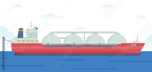 Gas Carrier Ship LNG Vector Illustration. Fully Editable Element. Easy to Edit and Customize