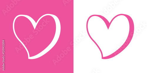 Logo con silueta de corazón en perspectiva tridimensional en espacio negativo para tarjetas y felicitaciones de San Valentín