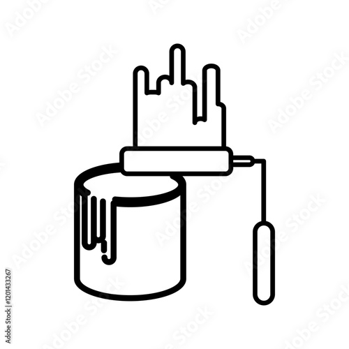 Paint for wall line icon. Bucket, jar, decor. Renovating concept. Vector illustration can be used for topics like decorating, home improvement, repair
