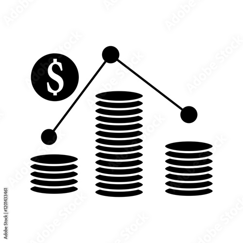 economy crisis icon, financial decrease, rate business fall, money failure, inflation or devaluation, investment loss, thin line web symbol on white background - editable stroke vector illustration
