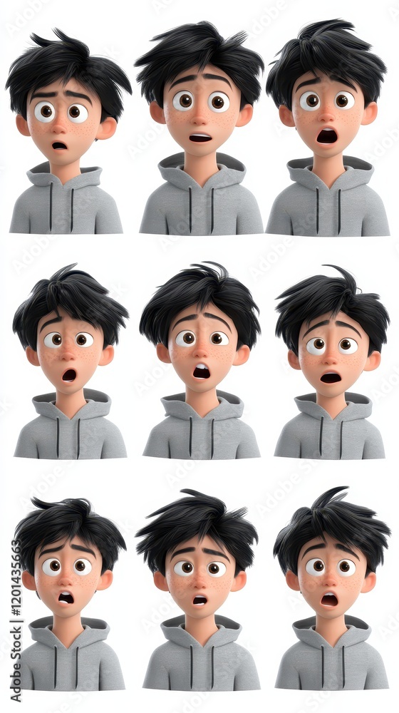 3D cartoon children faces of different colors with Happy and sad ,angry,cry,laugh,happy,smile,Emoticons with different moods,copy space,Vector illustration. 3D cartoon children faces of different colors with Happy and sad ,angry,cry,laugh,happy,smile,Emoticons with different moods,copy space,Vector illustration.