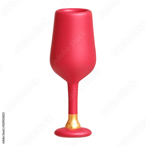 3D icon red wine glass. Vector element for graphic design projects.