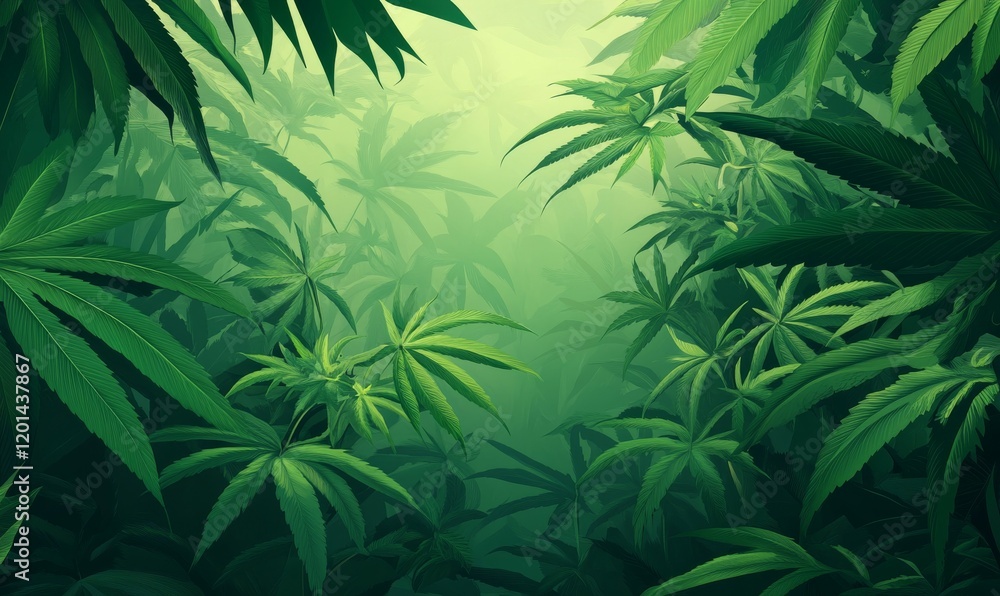 Fototapeta premium Cannabis Plants Growing in Dense Foliage background