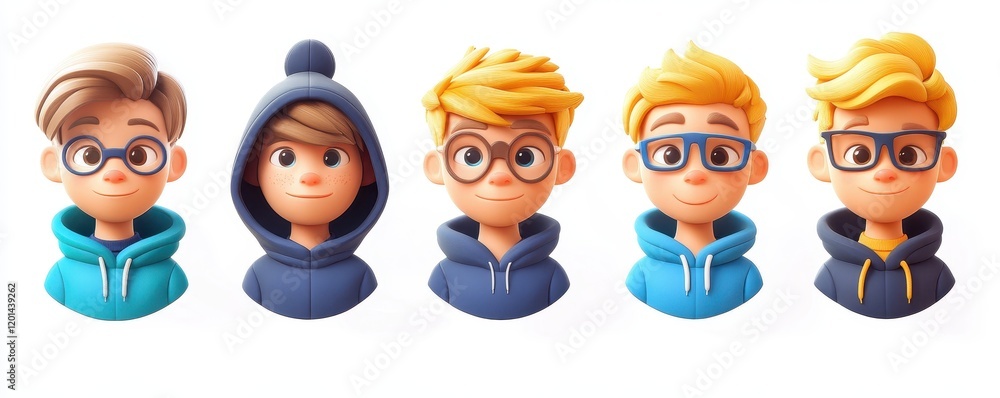 3D cartoon children faces of different colors with Happy and sad ,angry,cry,laugh,happy,smile,Emoticons with different moods,copy space,Vector illustration. 3D cartoon children faces of different colors with Happy and sad ,angry,cry,laugh,happy,smile,Emoticons with different moods,copy space,Vector illustration.