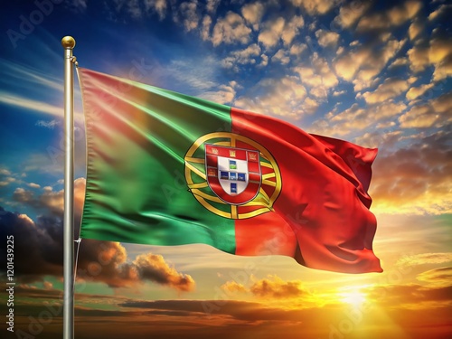 Obraz na plátně Portugal Flag: High-Resolution Close-Up with Sharp Focus and Vibrant Colors