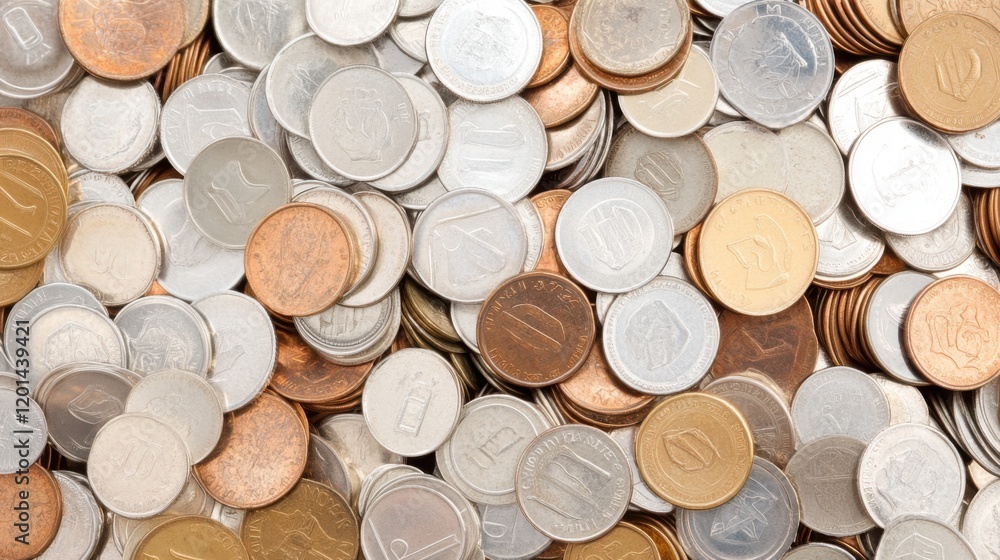 A Diverse Collection of Coins Featuring Various Sizes and Colors, Showcasing the Intricacies of Currency in an Abundant Pile of Different Coins A Diverse Collection of Coins Featuring Various Sizes and Colors, Showcasing the Intricacies of Currency in an Abundant Pile of Different Coins