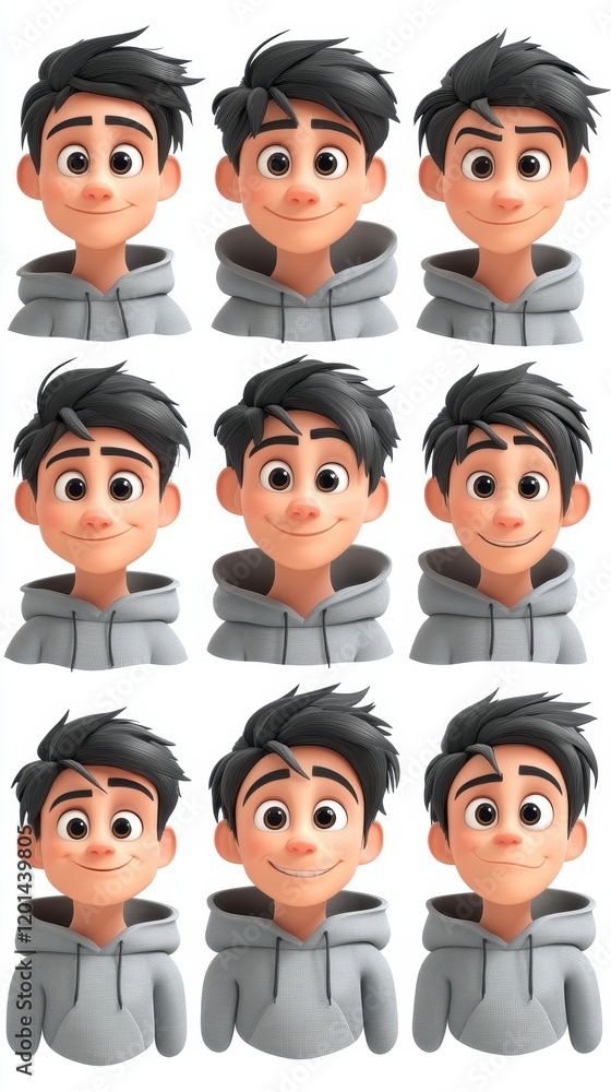 3D cartoon children faces of different colors with Happy and sad ,angry,cry,laugh,happy,smile,Emoticons with different moods,copy space,Vector illustration. 3D cartoon children faces of different colors with Happy and sad ,angry,cry,laugh,happy,smile,Emoticons with different moods,copy space,Vector illustration.