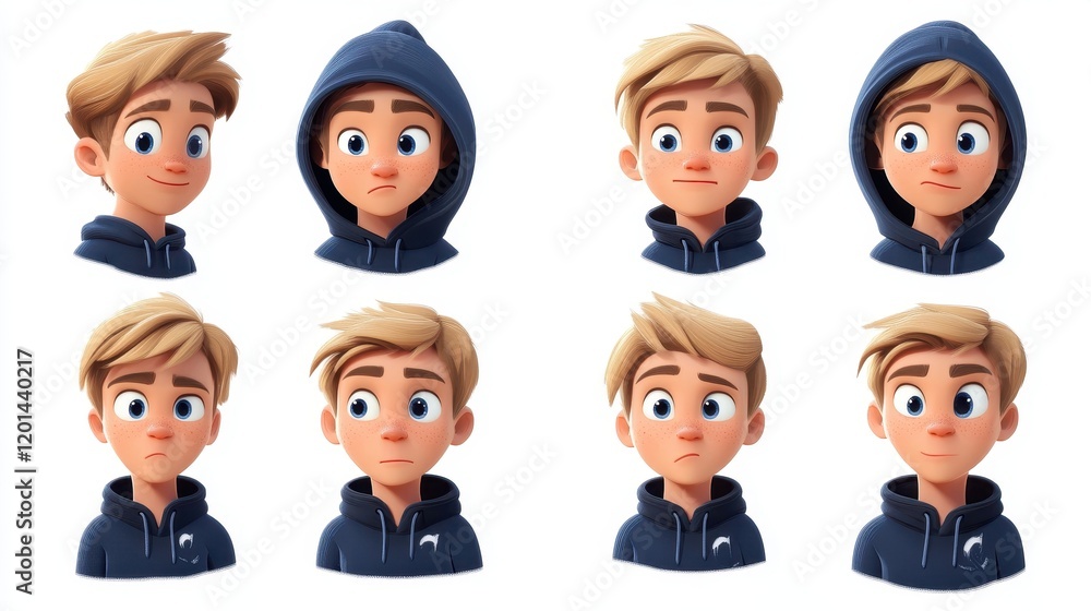 3D cartoon children faces of different colors with Happy and sad ,angry,cry,laugh,happy,smile,Emoticons with different moods,copy space,Vector illustration. 3D cartoon children faces of different colors with Happy and sad ,angry,cry,laugh,happy,smile,Emoticons with different moods,copy space,Vector illustration.