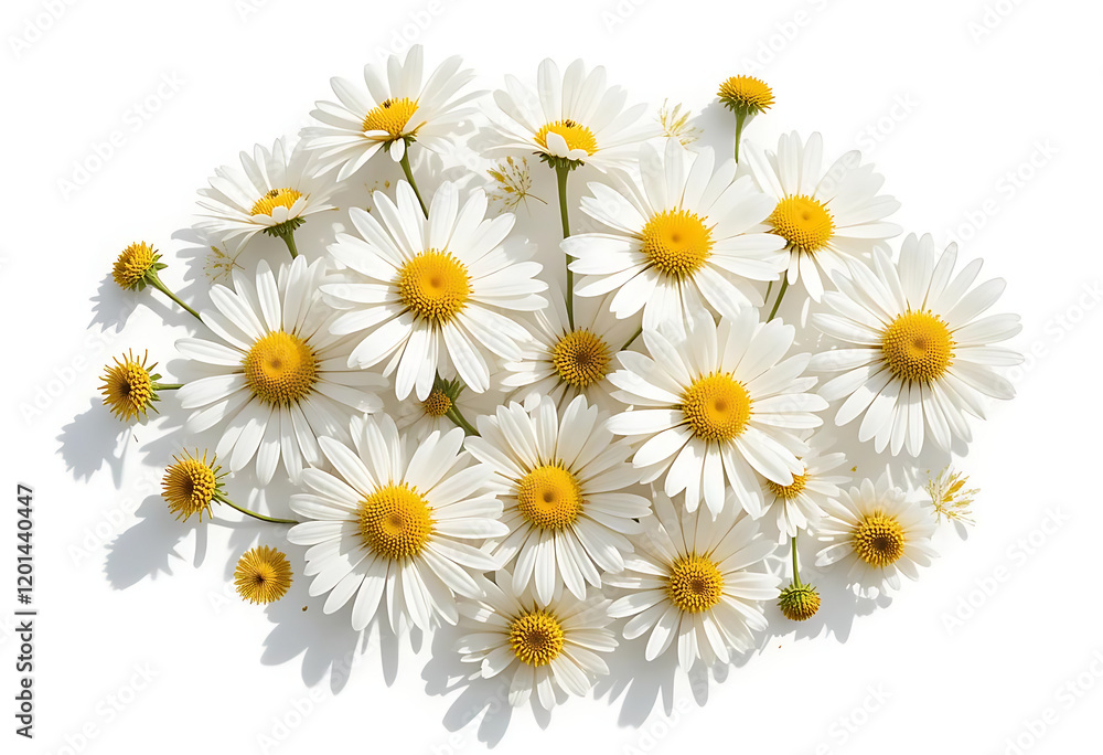 Obraz premium Delicate Daisies Arrangement on a White Background