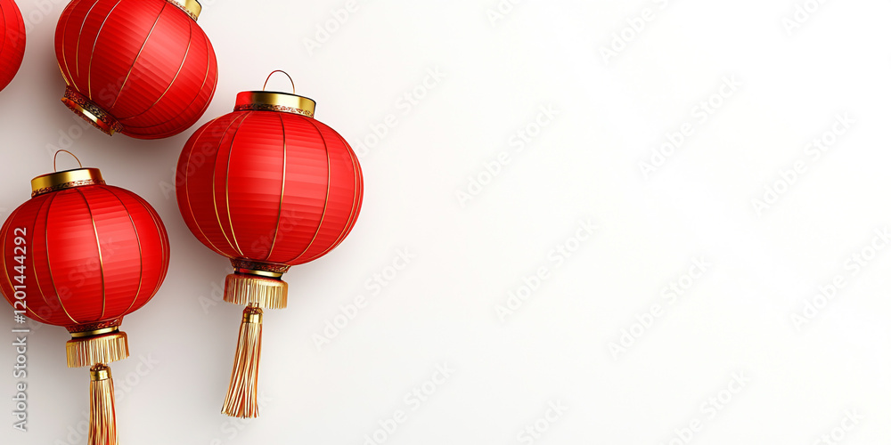 Serene Red Paper Lanterns with Golden Touch - Ideal for Zen and Eastern-themed Designs Serene Red Paper Lanterns with Golden Touch - Ideal for Zen and Eastern-themed Designs