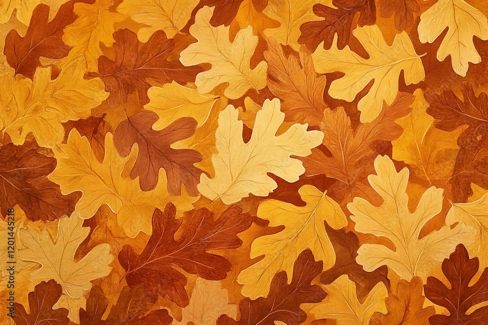 Golden and brown oak leaves background texture. Golden and brown oak leaves background texture.