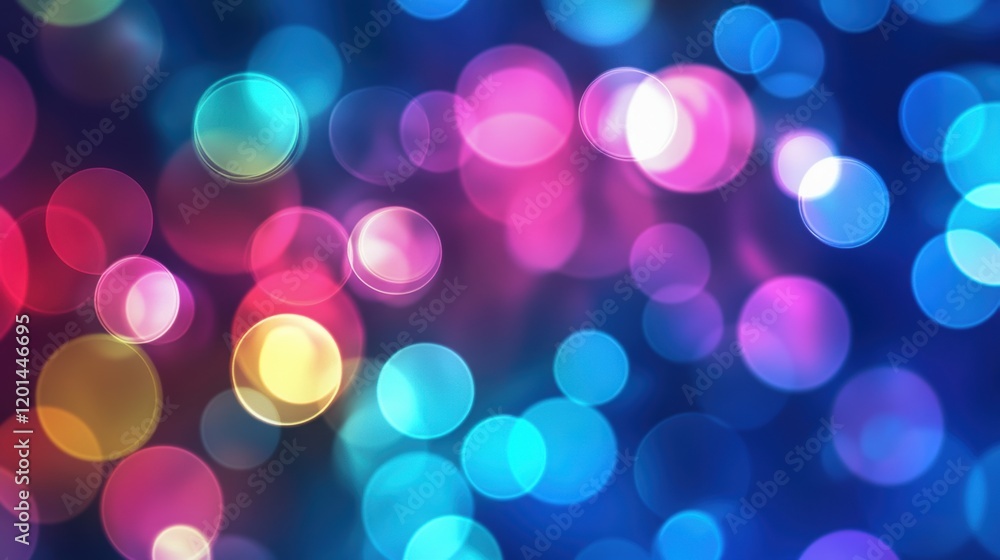 Fototapeta premium Colorful bokeh lights create a vibrant and cheerful atmosphere at a nighttime celebration in a bustling urban environment