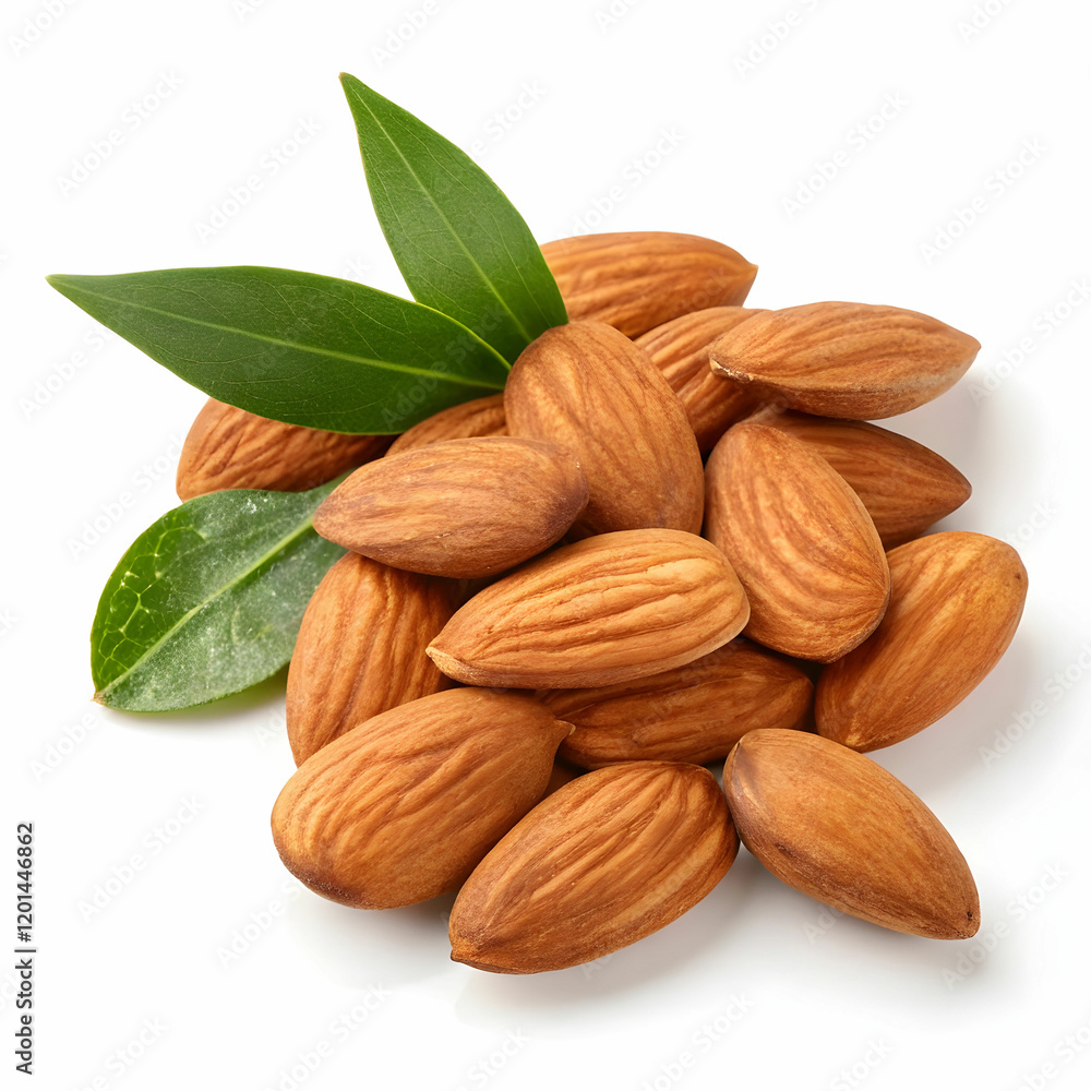A pile of fresh almonds with their smooth, tan-colored shells A pile of fresh almonds with their smooth, tan-colored shells