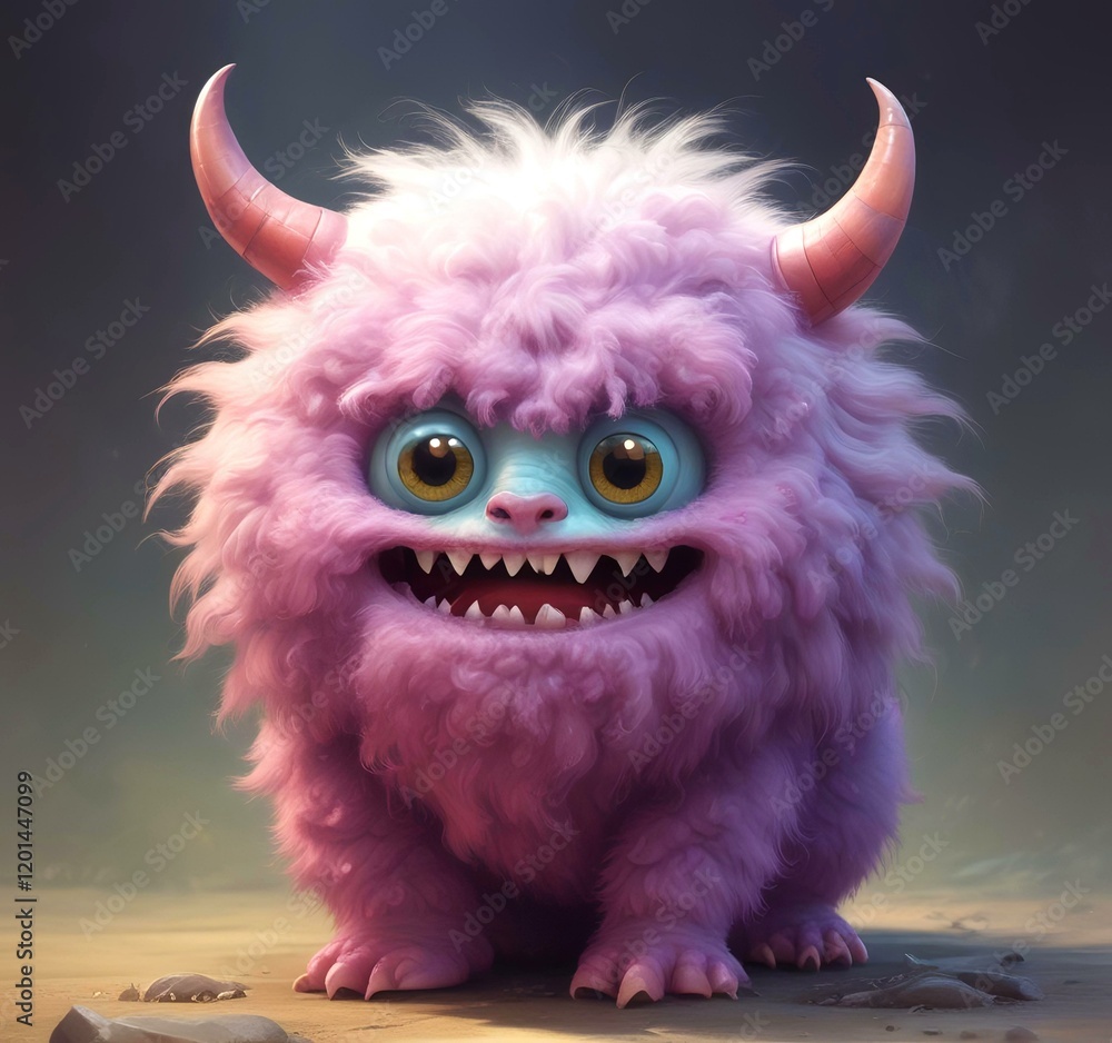 Illustration of fluffy and cute small monster. Illustration of fluffy and cute small monster.