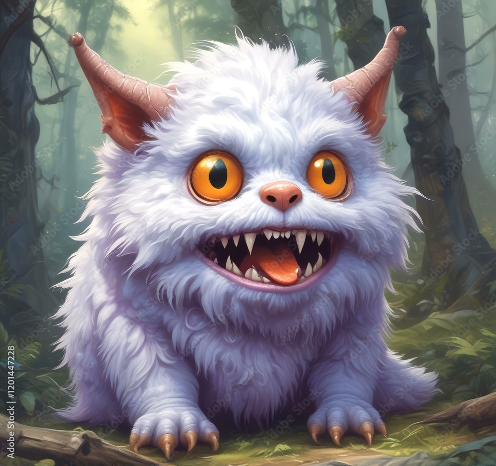 Illustration of fluffy and cute small monster. Illustration of fluffy and cute small monster.