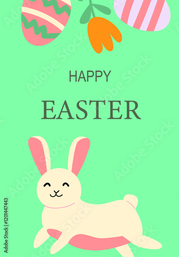 Wallpaper Mural Bright happy easter design featuring eggs and cute bunny for holiday celebration. Torontodigital.ca