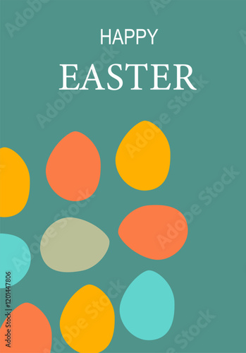 Happy easter greeting poster with colorful egg design for festive decor.