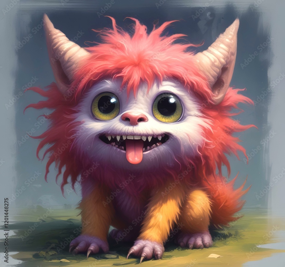Illustration of fluffy and cute small monster. Illustration of fluffy and cute small monster.