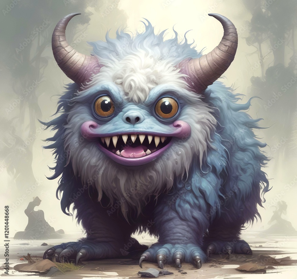 Illustration of fluffy and cute small monster. Illustration of fluffy and cute small monster.