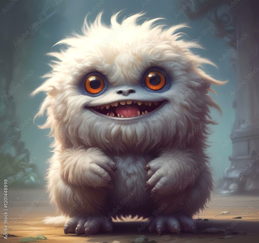Illustration of fluffy and cute small monster. Illustration of fluffy and cute small monster.