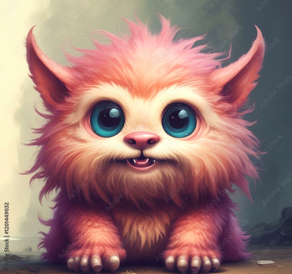 Illustration of fluffy and cute small monster. Illustration of fluffy and cute small monster.