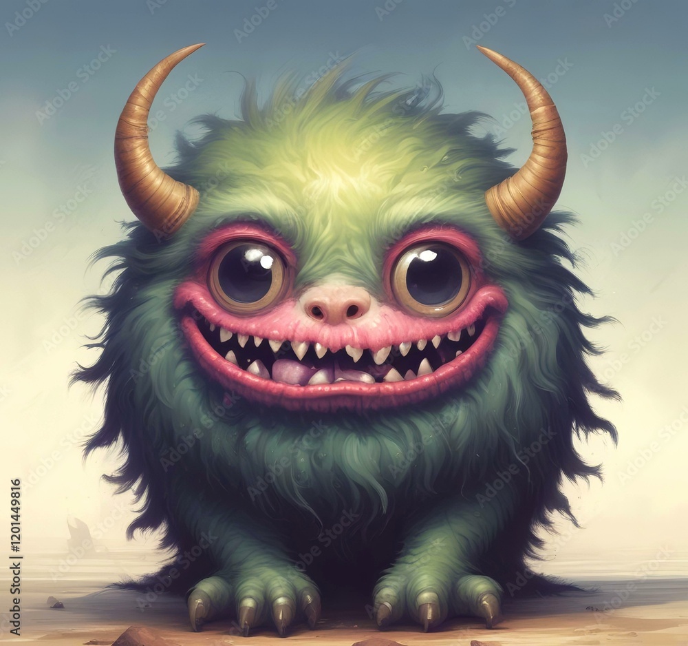 Illustration of fluffy and cute small monster. Illustration of fluffy and cute small monster.