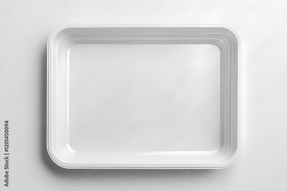 Empty white plastic tray mockup top view isolated on white background, template, design. Empty white plastic tray mockup top view isolated on white background, template, design.