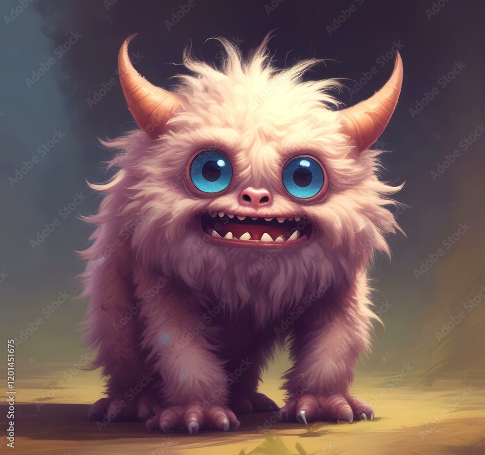 Illustration of fluffy and cute small monster. Illustration of fluffy and cute small monster.