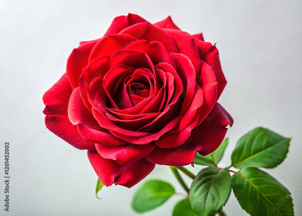 Red Shrub Rose Blossom on White Background - Elegant Floral Photography Red Shrub Rose Blossom on White Background - Elegant Floral Photography