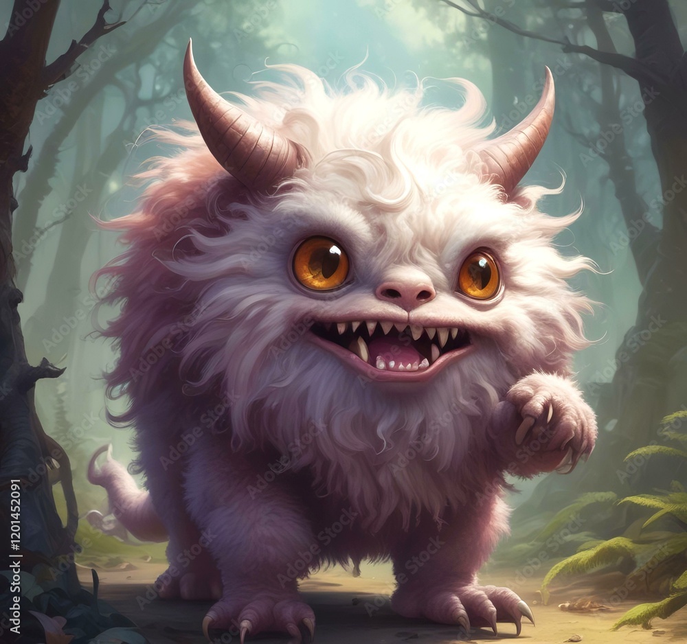 Illustration of fluffy and cute small monster. Illustration of fluffy and cute small monster.