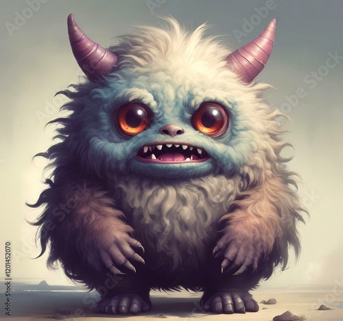 Illustration of fluffy and cute small monster.