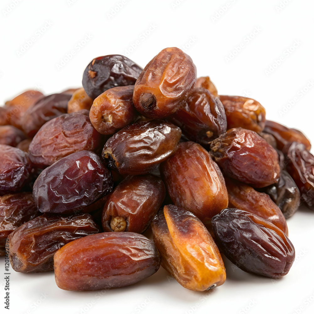 Fresh dates with their rich brown color, accompanied by vibrant green leaves,
